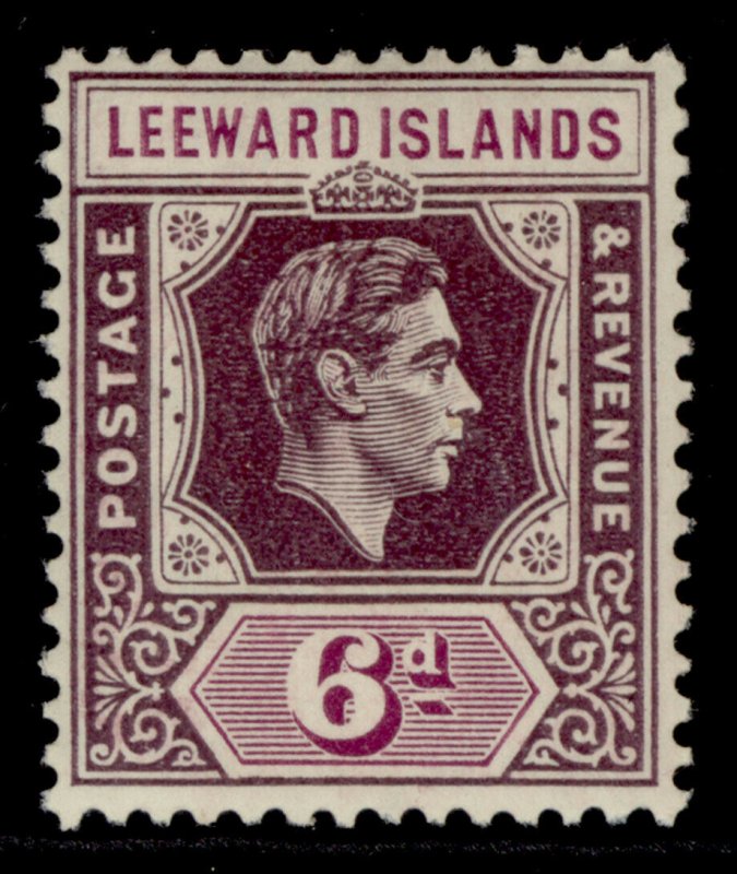 LEEWARD ISLANDS GVI SG109, 6d deep dull/bright purple, LH MINT. Cat £32. CHALKY