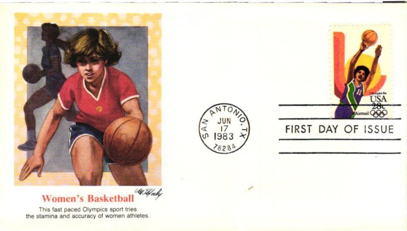 C103 Basketball Olympics  Airmail Stamp   Fleetwood Cachet