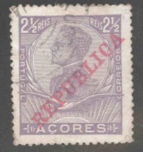 Azores Scott 126 Used  King Manuel II w Republic opt