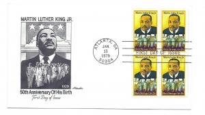 1771 Martin Luther King, Black Heritage 1979, Artmaster block of 4 FDC 