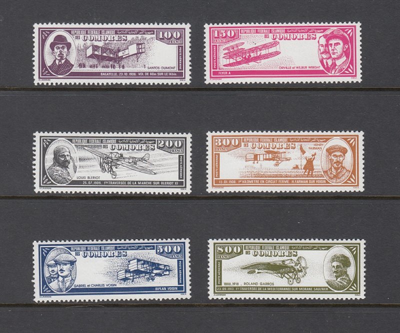 COMORO/COMORES ISLANDS SC# C187-C192 EARLY AVIATORS AND AIRCRAFT MNH