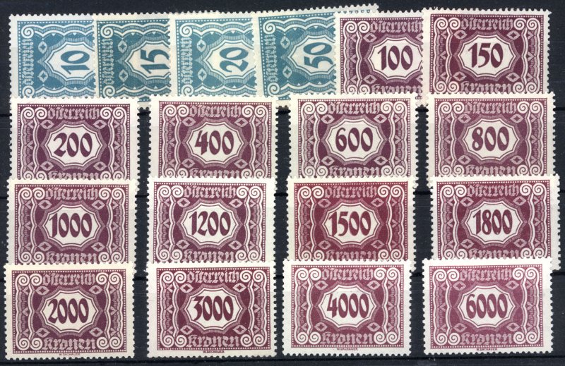 Austria 1922  Scott #J114-31 MNH