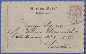 AUSTRIA 1894  5kr used Lettercard, LLOYD AUSTRIACO LVIII Sultan Blue cancel