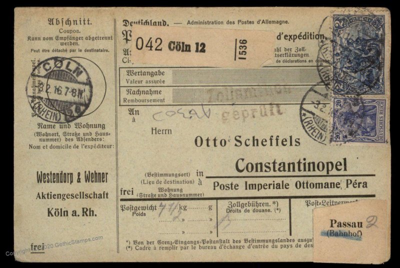 Germany 1916 Deutsches Reich Germania Wmk 2 mark Cover G95981