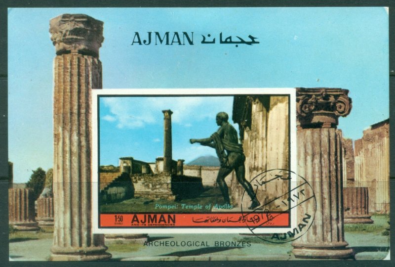 Ajman 1972 Mi#MS488B Ancient Bronze Sculptures MS IMPERF CTO