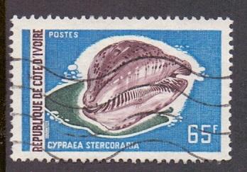 Ivory Coast 1971 Used marine life 65f..     #