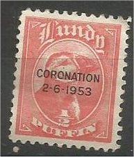 Great Britain, Lundy, 1953, MH 1/2p, Coronation