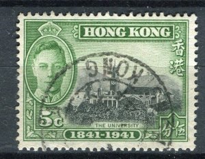 HONG KONG; 1941 early GVI Centenary issue fine used 5c. value