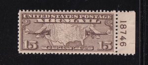 1926 Sc C8 MNH 15c AIRMAIL VF plate number single stamp Hebert CV $17 NH (MG