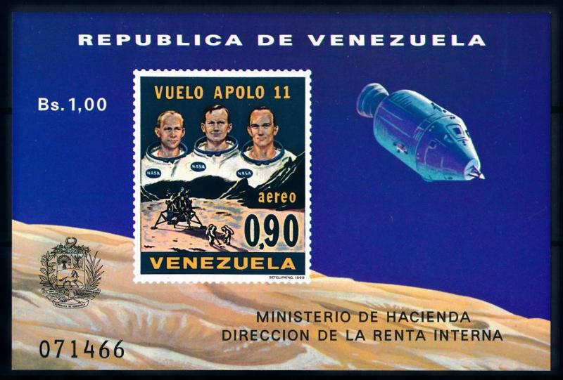 [66085] Venezuela 1969 Space Travel Weltraum Apollo 11 Airmail Sheet MNH