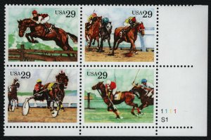 #2759a 29c Sporting Horses, Plate Blk [1111-S1 LR] Mint **ANY 5=FREE SHIPPING**