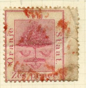 ORANGE FREE STATE;  1868 early classic issue 6d. used value