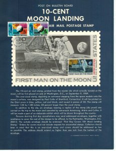 Man On Moon Space C76-175 USPS SOUVENIR PAGE DUAL FDC FRANKING + U.N. UNFOLDED