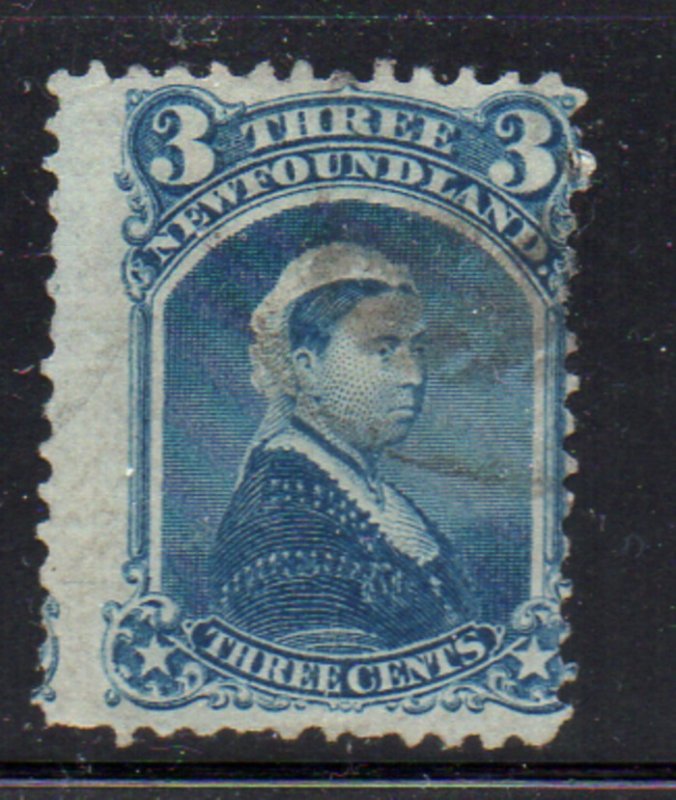 Newfoundland Sc 34 1873 3 c blue Victoria stamp used