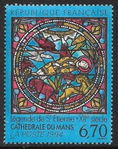 FRANCE 1994 Stained Glass Window St Julian's Church Issue Sc 2402 MNH