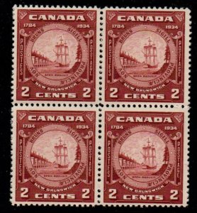 canada Sc 210 1934 2c New Brunswick 150 Years stamp block of 4 mint NH