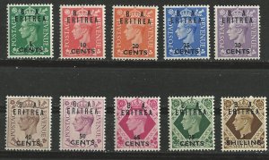 Great Britain-Eritrea # 14-23  King George VI  to 1 sh. (10) VF Unused VLH
