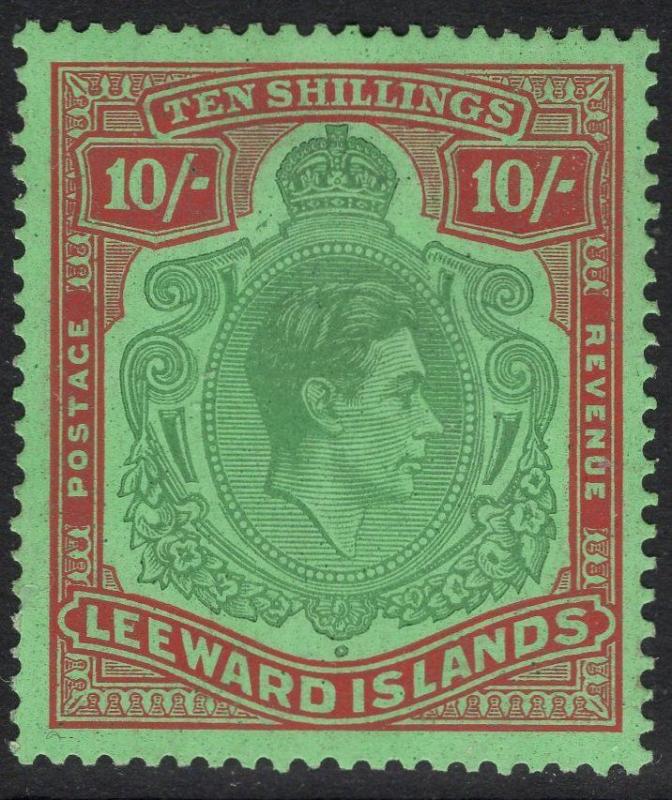 LEEWARD ISLANDS SG113 1938 10/= BLUISH-GREEN & DEEP RED/GREEN MTD MINT