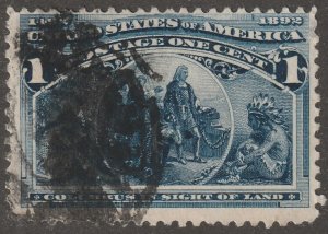 USA,  stamp, scott#230, used, hinged,  pm, 1 cent. blue