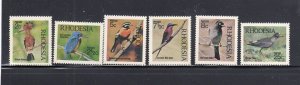 RHODESIA#304-309 1971 BIRDS MINT VF NH O.G