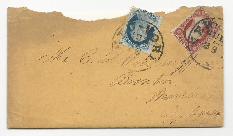 US 19th Century Cover Scott #24 & #25 on Cover (Rare Usage!) New York