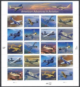 United States #3916-3925 37¢ Advances in Aviation (2005).  Mini-sheet. MNH