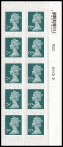 GB Machin Definitive Slate Blue £2.00 M19L date tab block 04/12/19 (10) MNH 2019