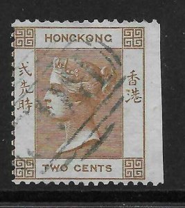 HONG KONG SG1a 1863 2c DEEP BROWN USED - WING MARGIN