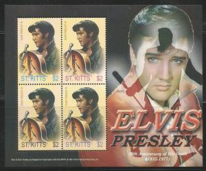 ST. KITTS  672, MNH,  SHEET OF 4, #A-D, ELVIS PRESLEY