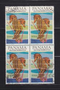 Panama C342 Block of 4 U Seahorse (D)