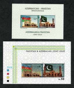 2018 - Azerbaijan - Pakistan - Mosques - Flags - Joint Issue- 2 Minisheets MNH** 