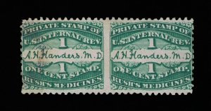 GENUINE #RS87c PAIR PRIVATE DIE A.H. FLANDERS MD MEDICINE PRINTED ON PINK PAPER