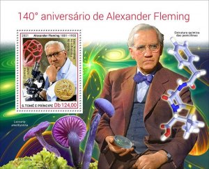 SAO TOME - 2021 - Alexander Fleming - Perf Souv Sheet - Mint Never Hinged