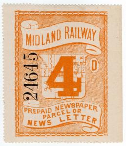 (I.B) Midland Railway : Prepaid Newspaper or News Letter 4d (large format)