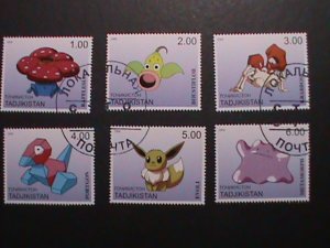 ​TAJIKISTAN -2000 LOVELY FAMPOUS POKEMON CTO FANCY POSTAL CANCEL VERY FINE