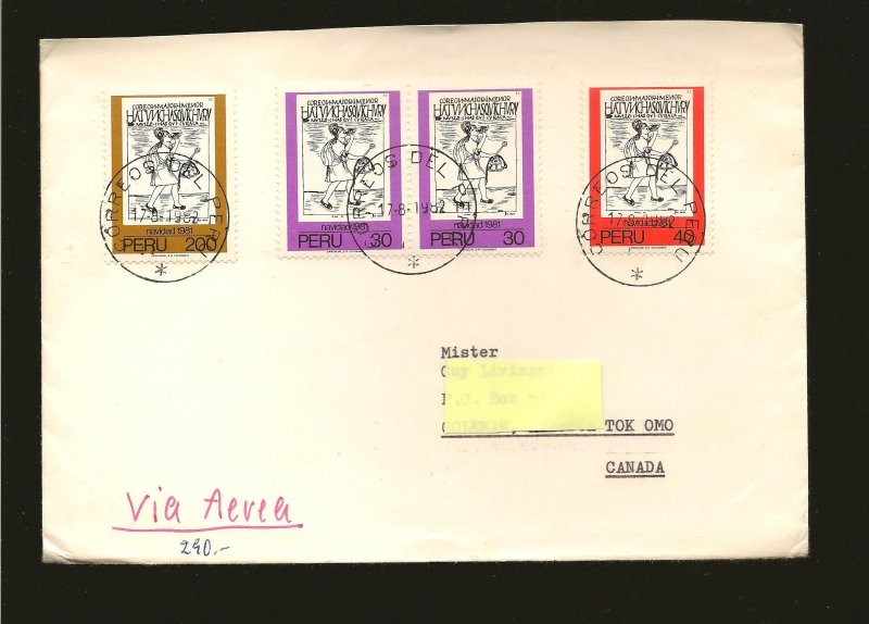 Peru SC#752 753 & 756 PM Oreoso del Peru 1982 Christmas Cover