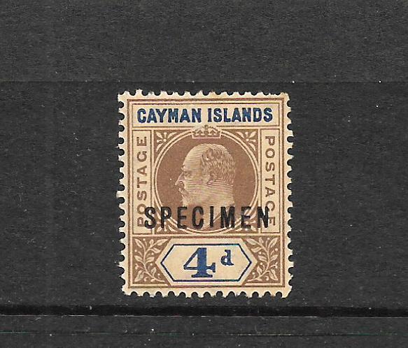 CAYMAN ISLANDS 1907  4d  KEVII  MLH  SPECIMEN    SG 13s