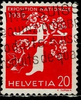 Switzerland 1939: Sc. # 258; Used Single Stamp - French Version