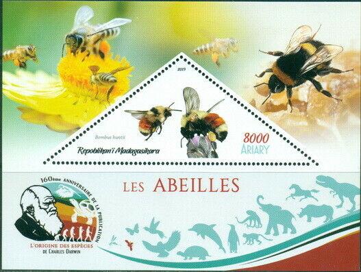 BEES INSECTS FAUNA CHARLES DARWIN MADAGASCAR 2019 MNH STAMP SET 4 SHEETS