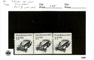United States Postage Stamp, #2131 Line Pair Mint NH, 1985 PL#3 Automobile (AG)
