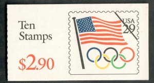 BK186A Flag and Olympic Rings MNH Booklet with Free Pass back cover