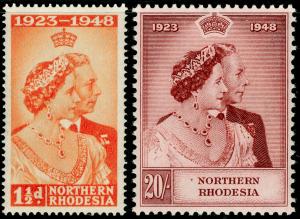 NORTHERN RHODESIA SG48-49, ROYAL SILVER WEDDING set, NH MINT. Cat £100.