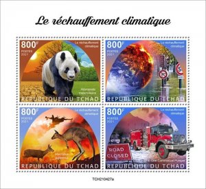 Chad - 2021 Climate Change and Animals - 4 Stamp Sheet - TCH210427a