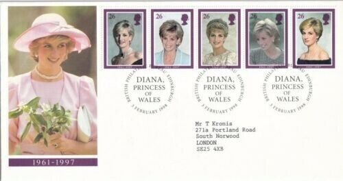 GB 1998 Diana Princess of Wales FDC Bureau Cancel typed with enclosure VGC