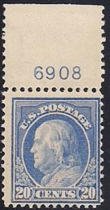 419 20 cent Franklin, Ultramarine Stamp mint OG NH F