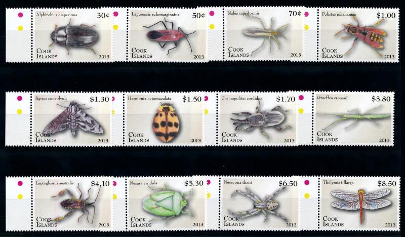 [75579] Cook Islands 2013 Insects Beetles Spider 12 Values MNH