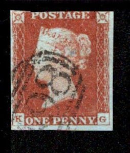 Great Britain #3 Penny Red Imperf Used Lettered KG USD20.00