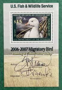 RW73b US Federal Duck Stamp 2006 Ross’ Goose $15 MNH Artist Signed