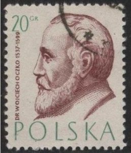 Poland 770 (used cto) 20g Wojciech Oczko, emer & clar (1957)