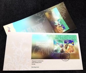 *FREE SHIP Singapore Indonesia Joint Issue Coral 2017 Fish Reef Marine Life FDC